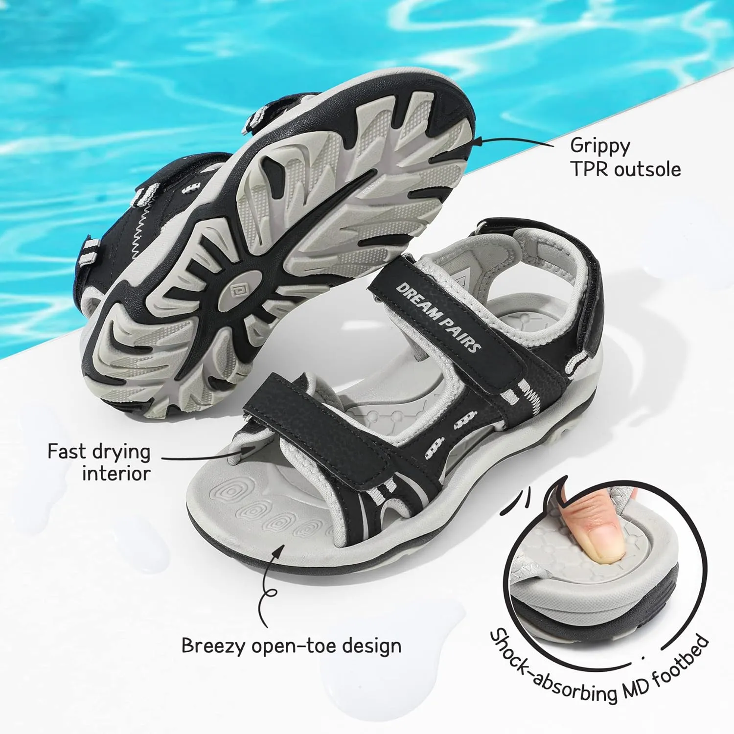 DREAM PAIRS Boys Girls Fashion Athletic Summer Sports Sandals(Toddler/Little Kid/Big Kid)