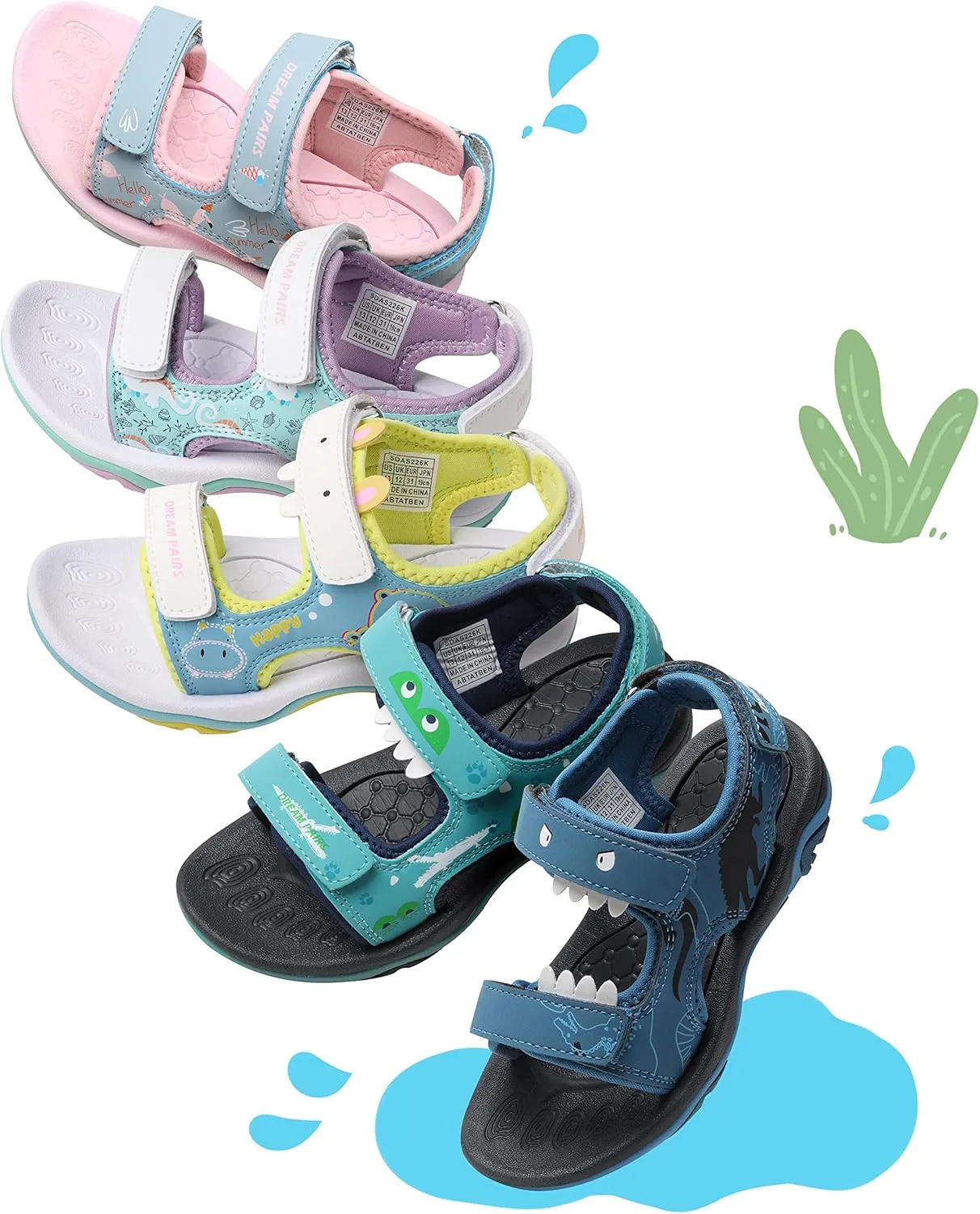 DREAM PAIRS Boys Girls Sandals Summer Outdoor Athletic Kids Sport Water Shoes for Toddler/Little Kid