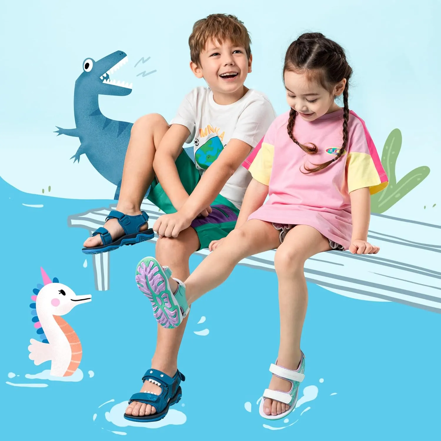 DREAM PAIRS Boys Girls Sandals Summer Outdoor Athletic Kids Sport Water Shoes for Toddler/Little Kid