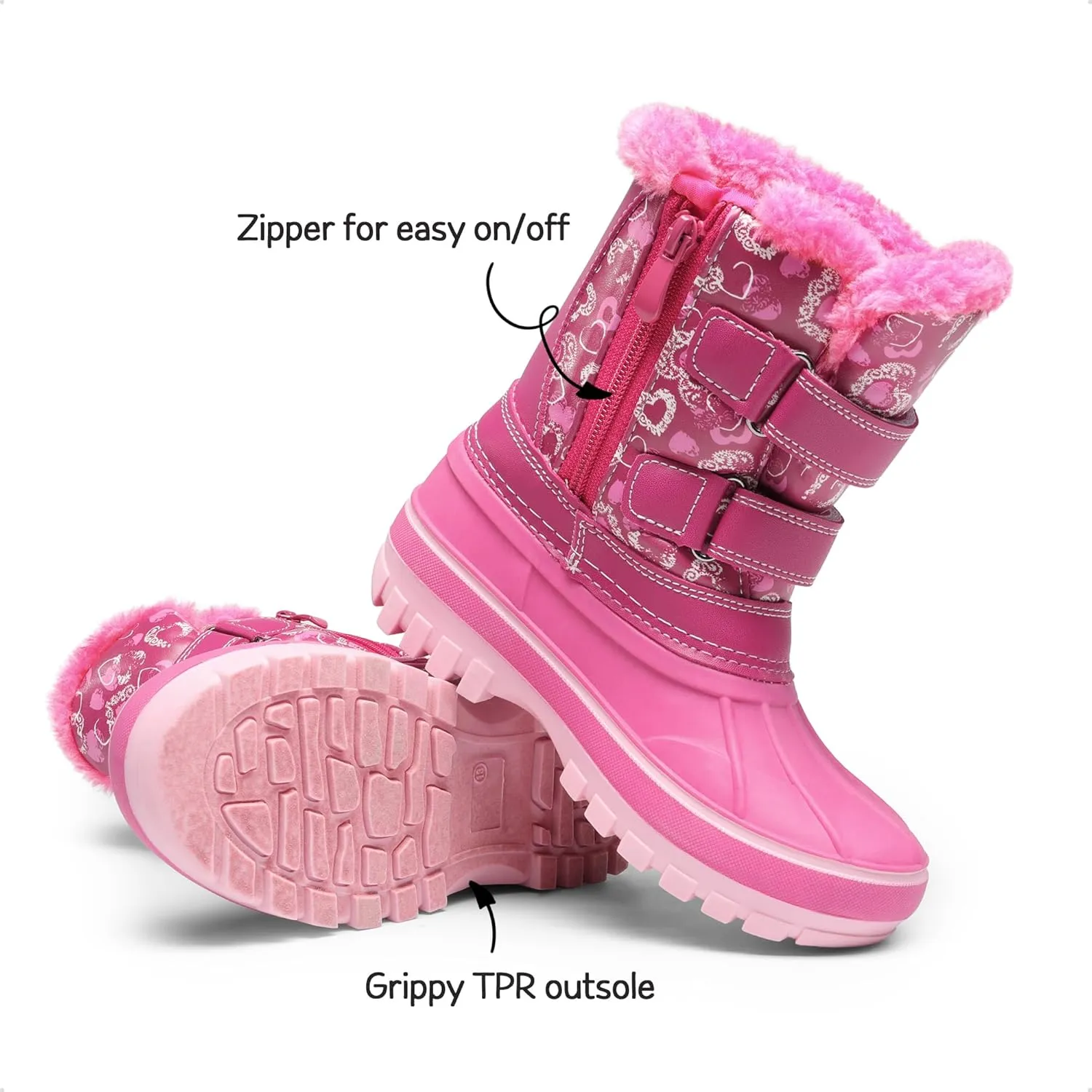 DREAM PAIRS Boys Girls Snow Boots Water-Resistant Outdoor Sport Warm Cozy Anti-Slip Cute Ankle Winter Shoes for Toddler/Little/Big Kid