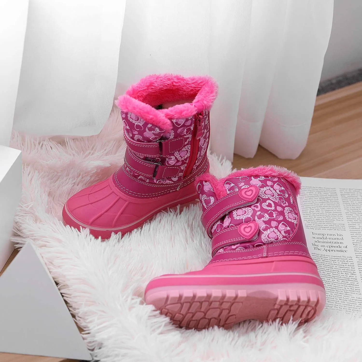 DREAM PAIRS Boys Girls Snow Boots Water-Resistant Outdoor Sport Warm Cozy Anti-Slip Cute Ankle Winter Shoes for Toddler/Little/Big Kid