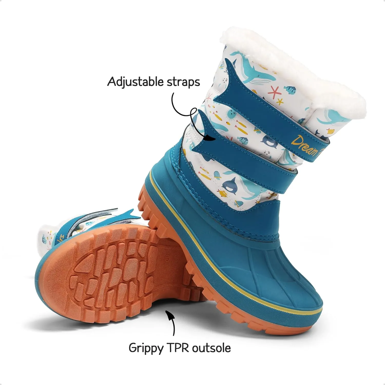 DREAM PAIRS Boys Girls Snow Boots Water-Resistant Outdoor Sport Warm Cozy Anti-Slip Cute Ankle Winter Shoes for Toddler/Little/Big Kid