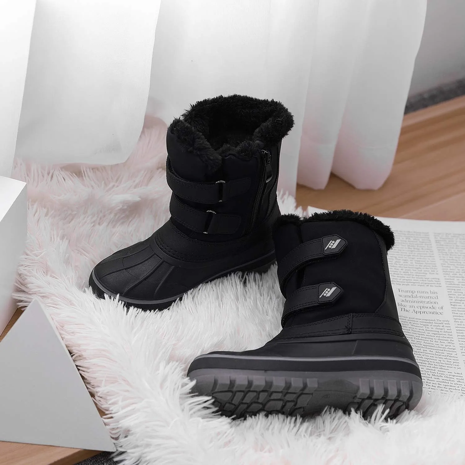 DREAM PAIRS Boys Girls Snow Boots Water-Resistant Outdoor Sport Warm Cozy Anti-Slip Cute Ankle Winter Shoes for Toddler/Little/Big Kid