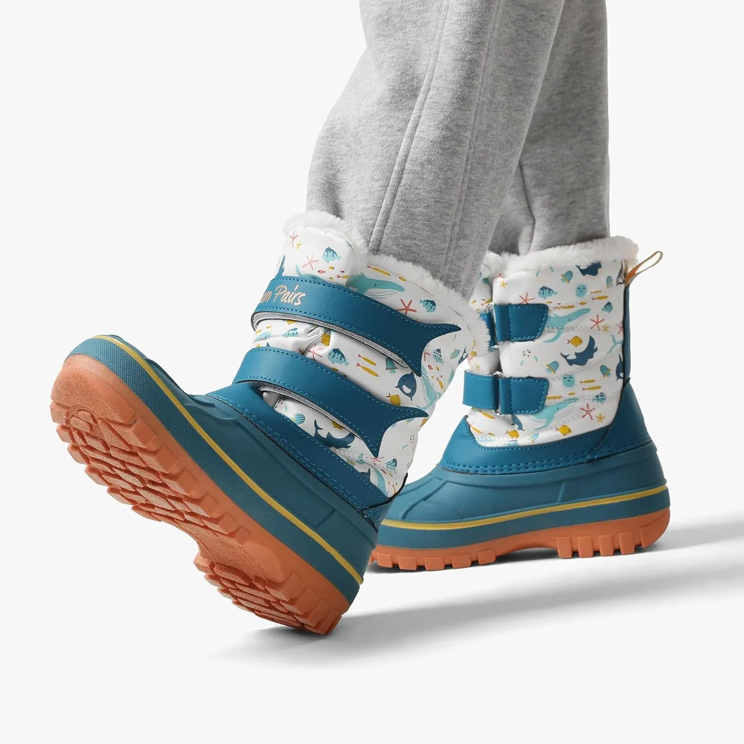 DREAM PAIRS Boys Girls Snow Boots Water-Resistant Outdoor Sport Warm Cozy Anti-Slip Cute Ankle Winter Shoes for Toddler/Little/Big Kid