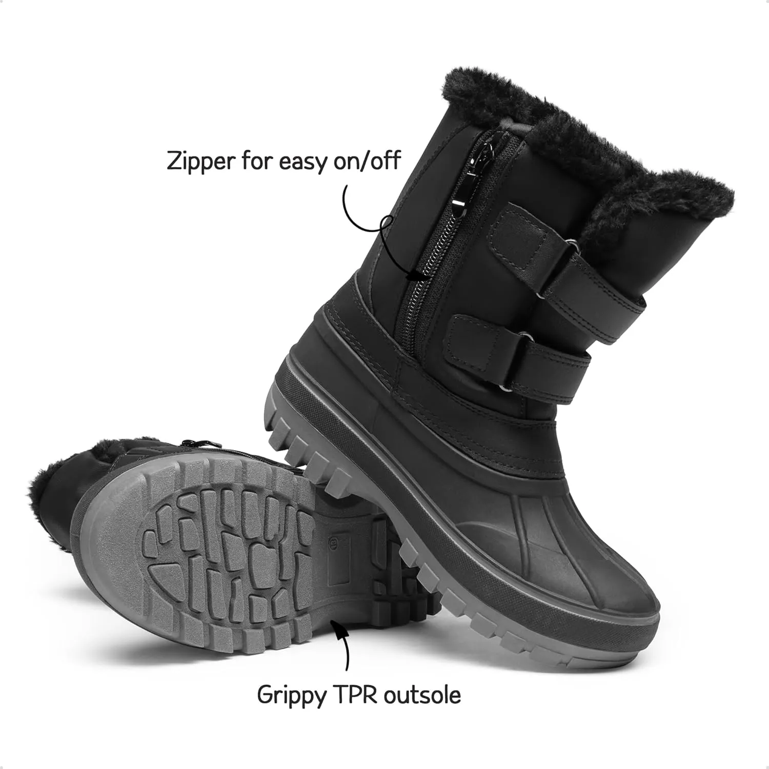DREAM PAIRS Boys Girls Snow Boots Water-Resistant Outdoor Sport Warm Cozy Anti-Slip Cute Ankle Winter Shoes for Toddler/Little/Big Kid