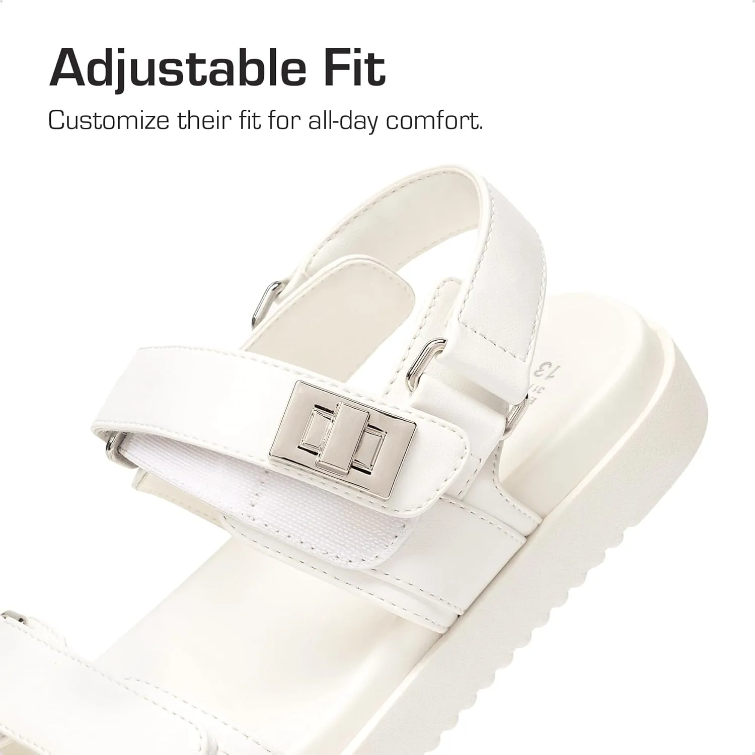 DREAM PAIRS Girls Sandals Casual Open Toe Two Adjustable Strapped Sandals with Hook and Loop for Little Kid/Big Kid