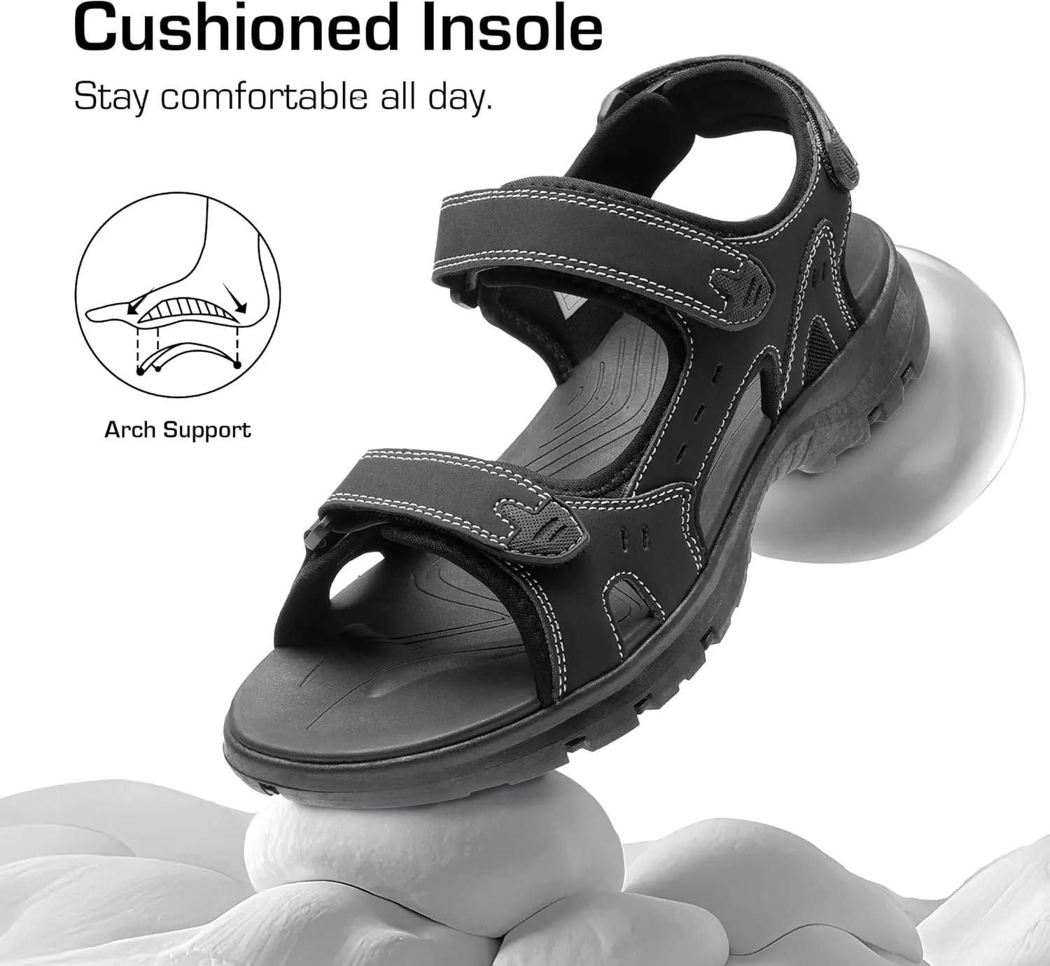 DREAM PAIRS Men’s Arch Support Hiking Sandals Sport Outdoor Athletic Comfortable Summer Beach Water Sandals