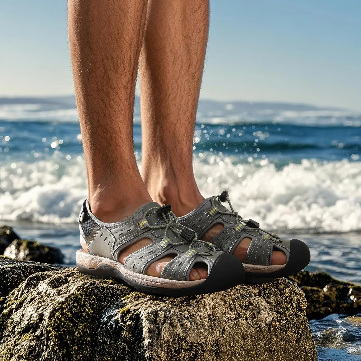 DREAM PAIRS Men's Support Sandals Outdoor Hiking Sandals Closed Toe Athletic Lightweight Walking Comfortable Sandals Water Shoes
