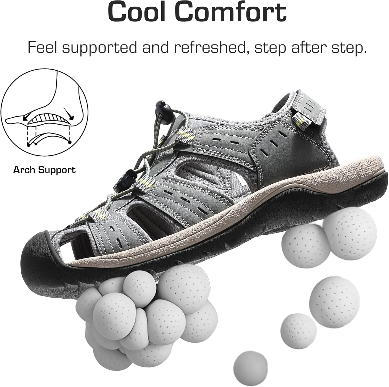 DREAM PAIRS Men's Support Sandals Outdoor Hiking Sandals Closed Toe Athletic Lightweight Walking Comfortable Sandals Water Shoes