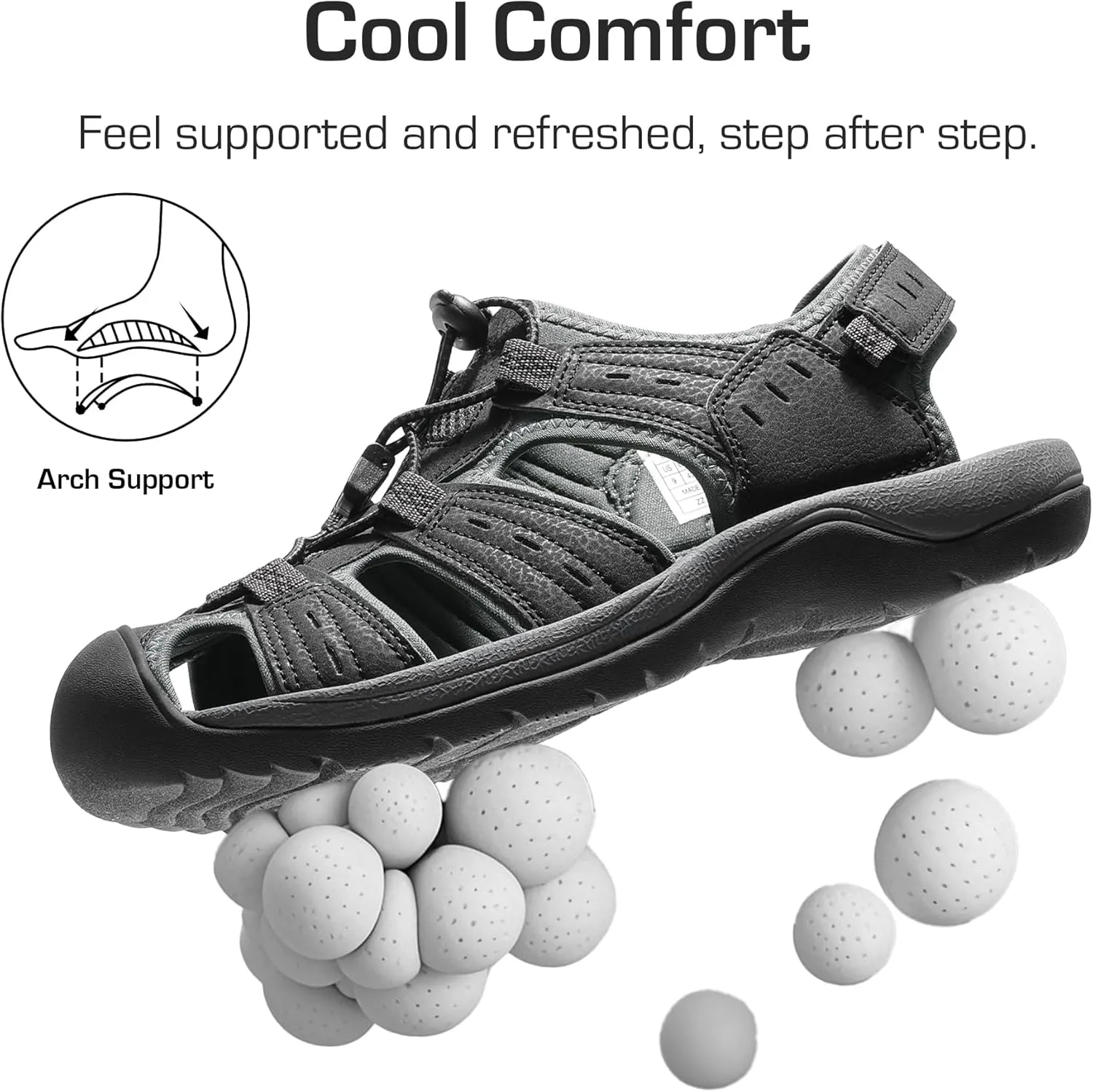 DREAM PAIRS Men's Support Sandals Outdoor Hiking Sandals Closed Toe Athletic Lightweight Walking Comfortable Sandals Water Shoes