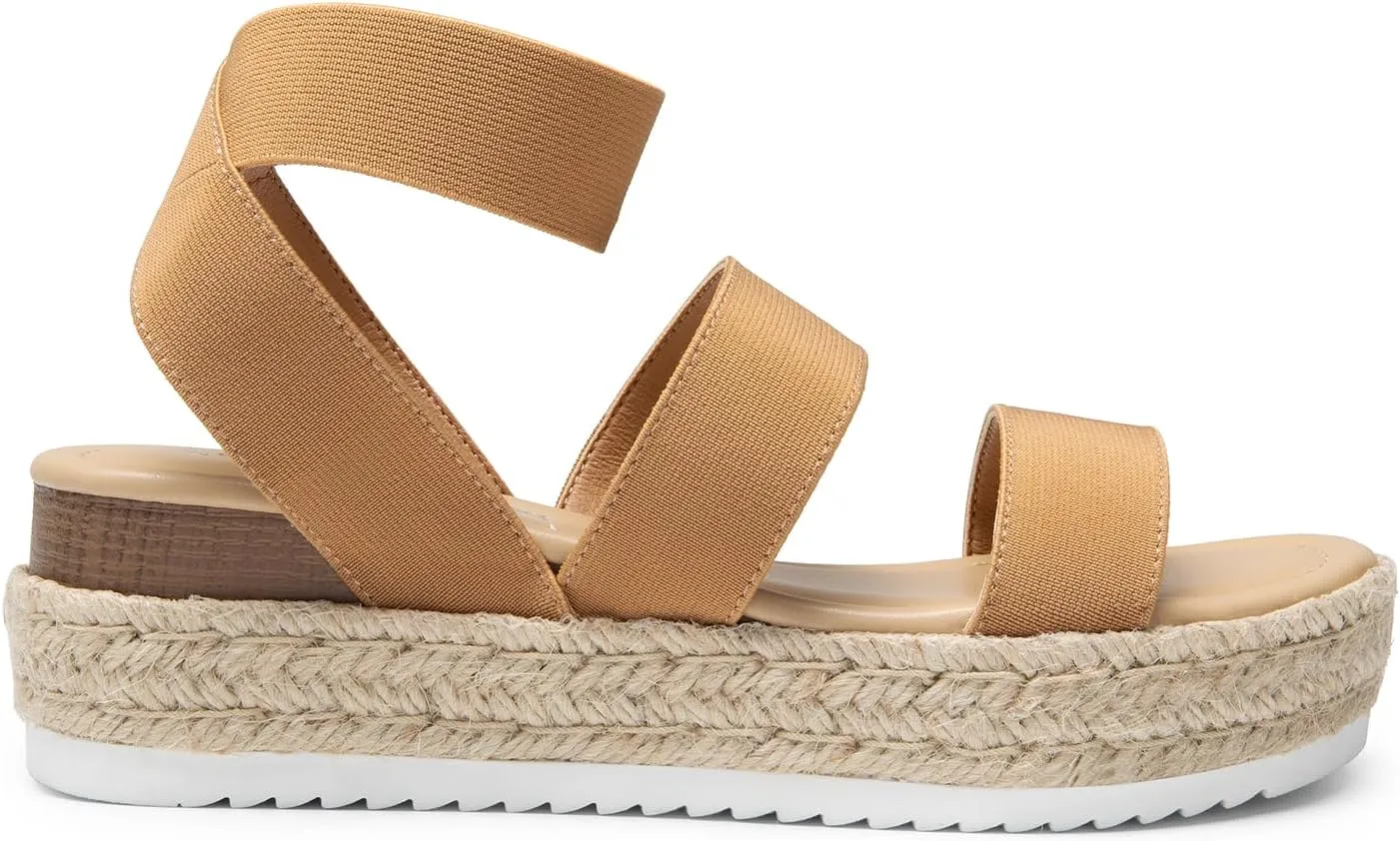 DREAM PAIRS Strappy Espadrille Platform Wedge Sandals for Women Dressy Summer, Comfortable Open Toe Sandals with Cushioned Insole and Ankle Strap Buckle
