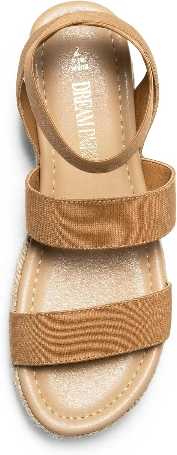 DREAM PAIRS Strappy Espadrille Platform Wedge Sandals for Women Dressy Summer, Comfortable Open Toe Sandals with Cushioned Insole and Ankle Strap Buckle