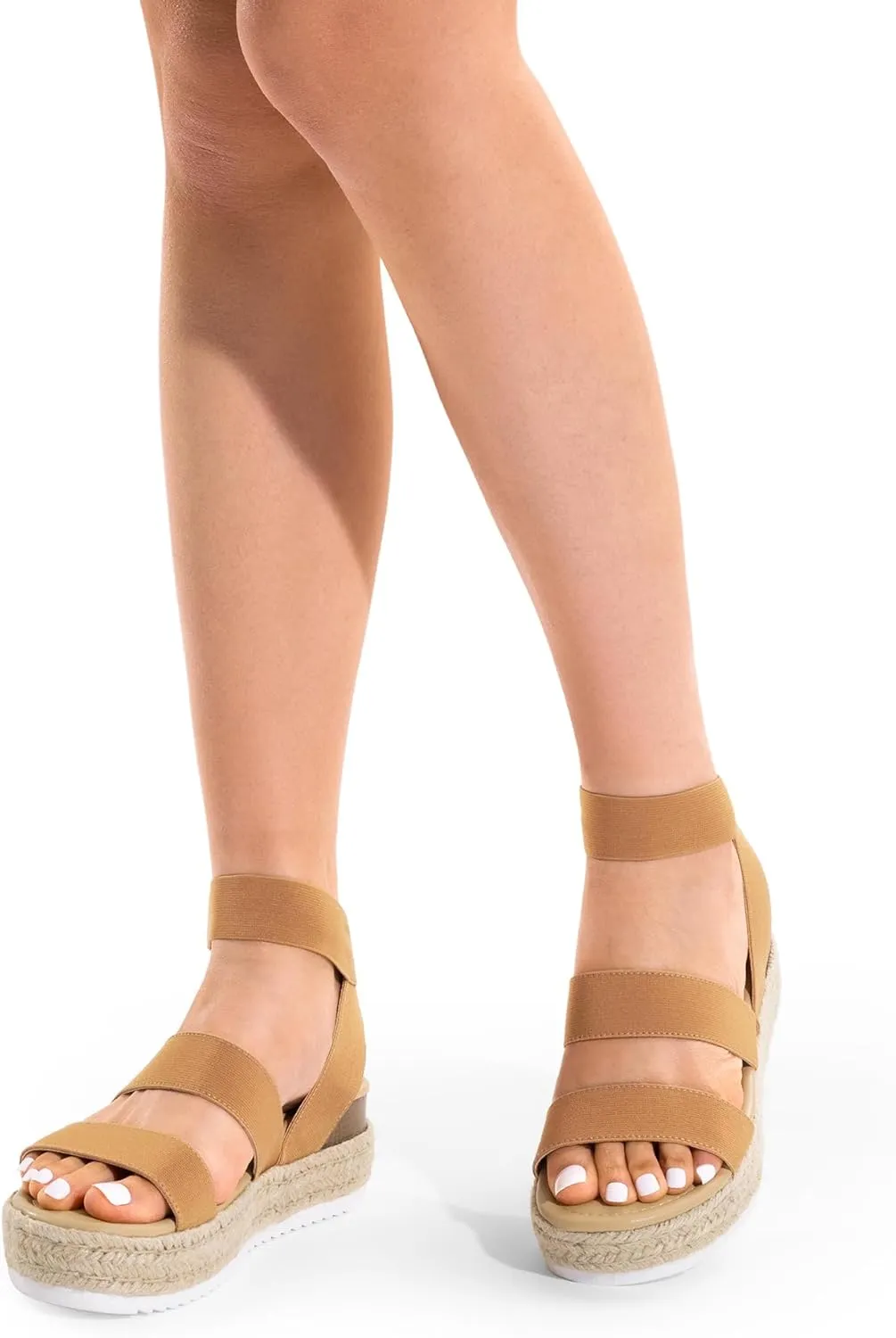 DREAM PAIRS Strappy Espadrille Platform Wedge Sandals for Women Dressy Summer, Comfortable Open Toe Sandals with Cushioned Insole and Ankle Strap Buckle
