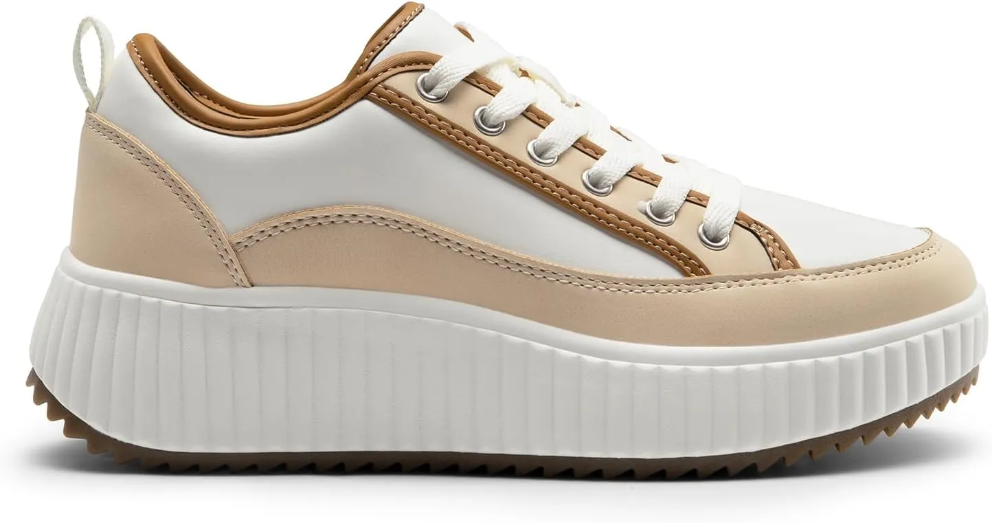 DREAM PAIRS Women Platform Chunky Lightweight Comfortable Casual Lace-Up Sky Walking Fashion Sneakers