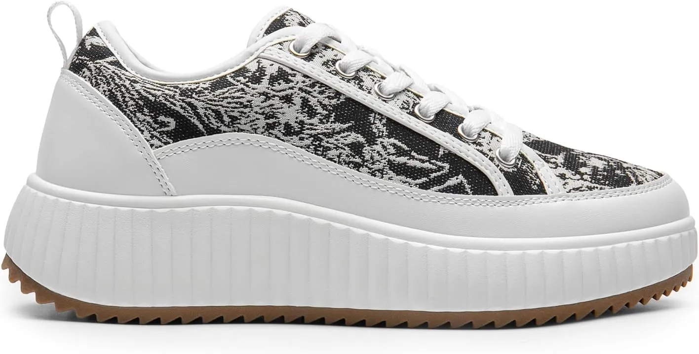 DREAM PAIRS Women Platform Chunky Lightweight Comfortable Casual Lace-Up Sky Walking Fashion Sneakers