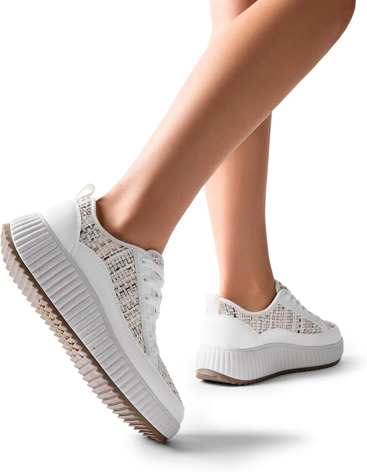 DREAM PAIRS Women Platform Chunky Lightweight Comfortable Casual Lace-Up Sky Walking Fashion Sneakers