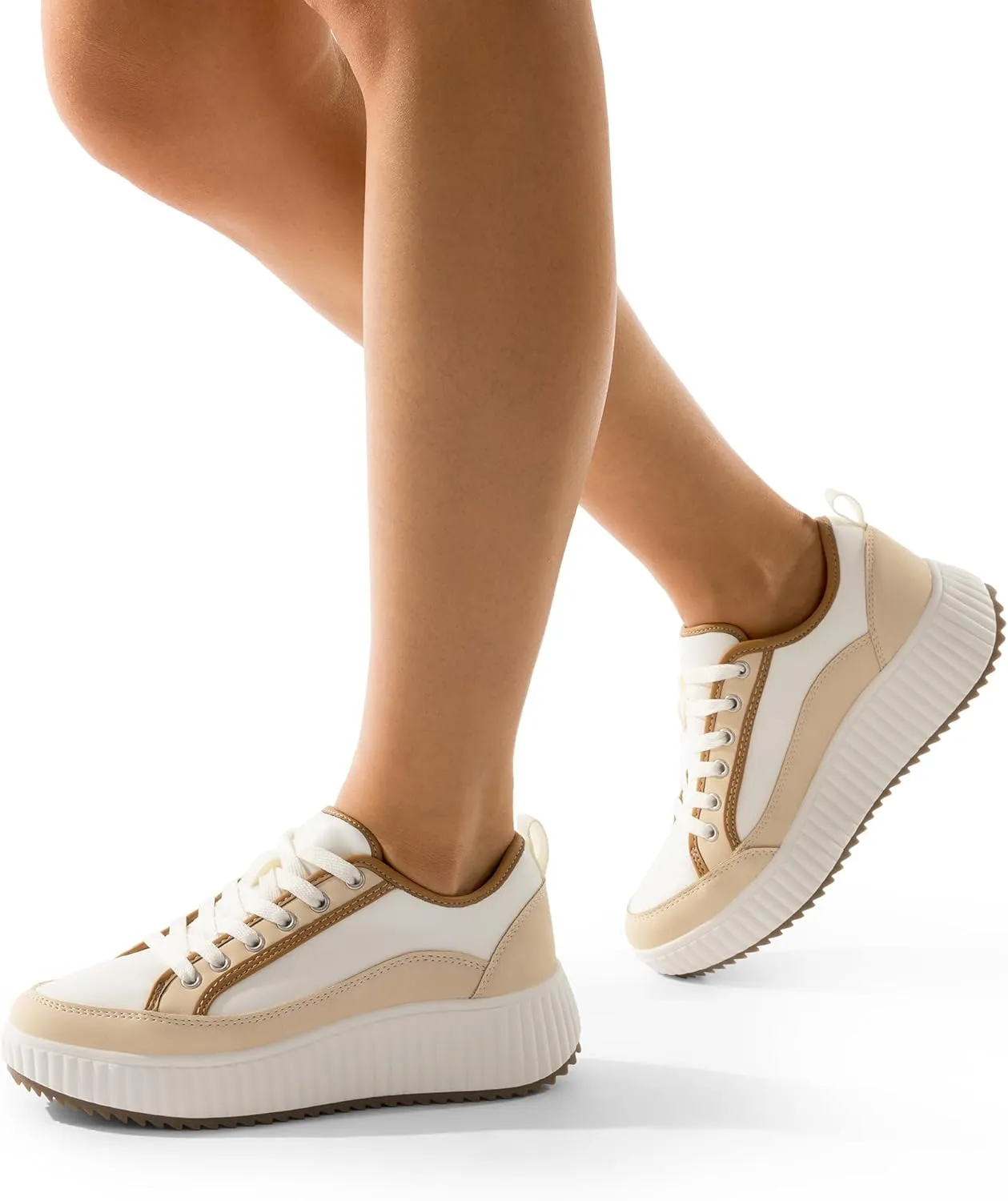 DREAM PAIRS Women Platform Chunky Lightweight Comfortable Casual Lace-Up Sky Walking Fashion Sneakers