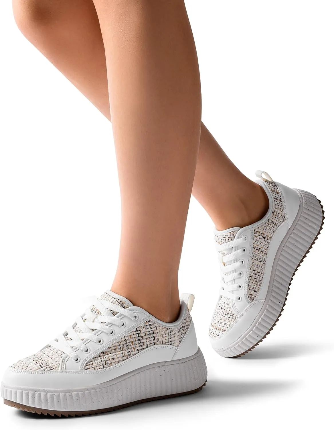 DREAM PAIRS Women Platform Chunky Lightweight Comfortable Casual Lace-Up Sky Walking Fashion Sneakers