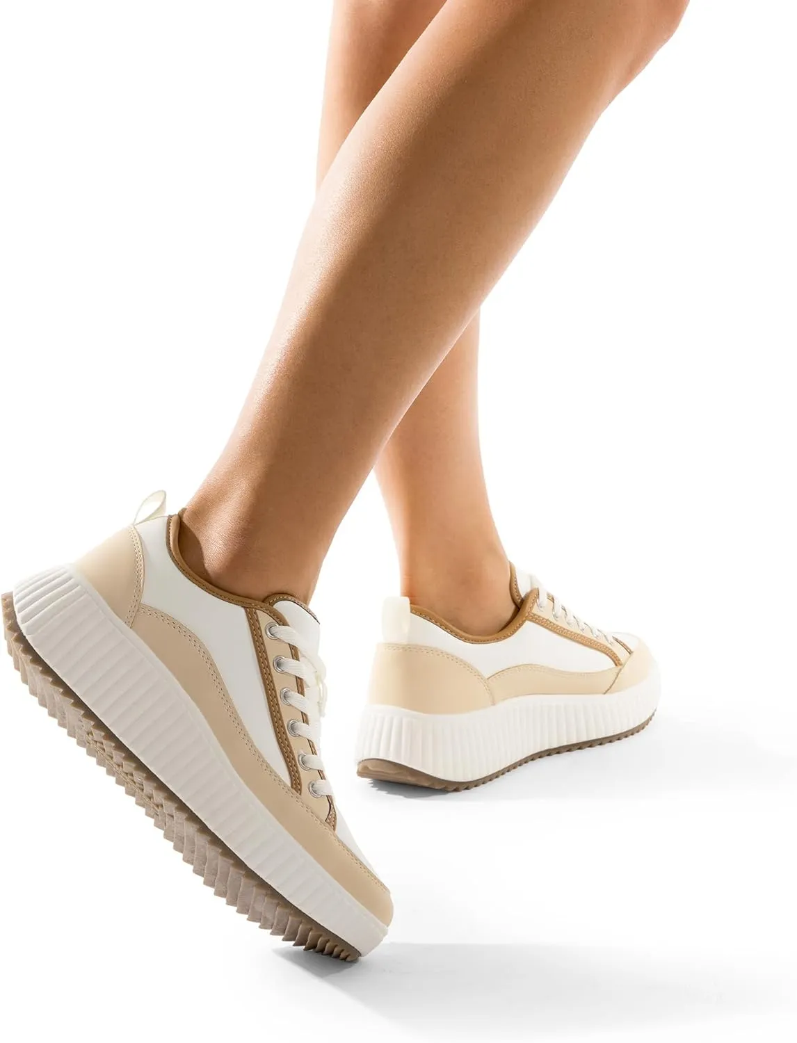 DREAM PAIRS Women Platform Chunky Lightweight Comfortable Casual Lace-Up Sky Walking Fashion Sneakers