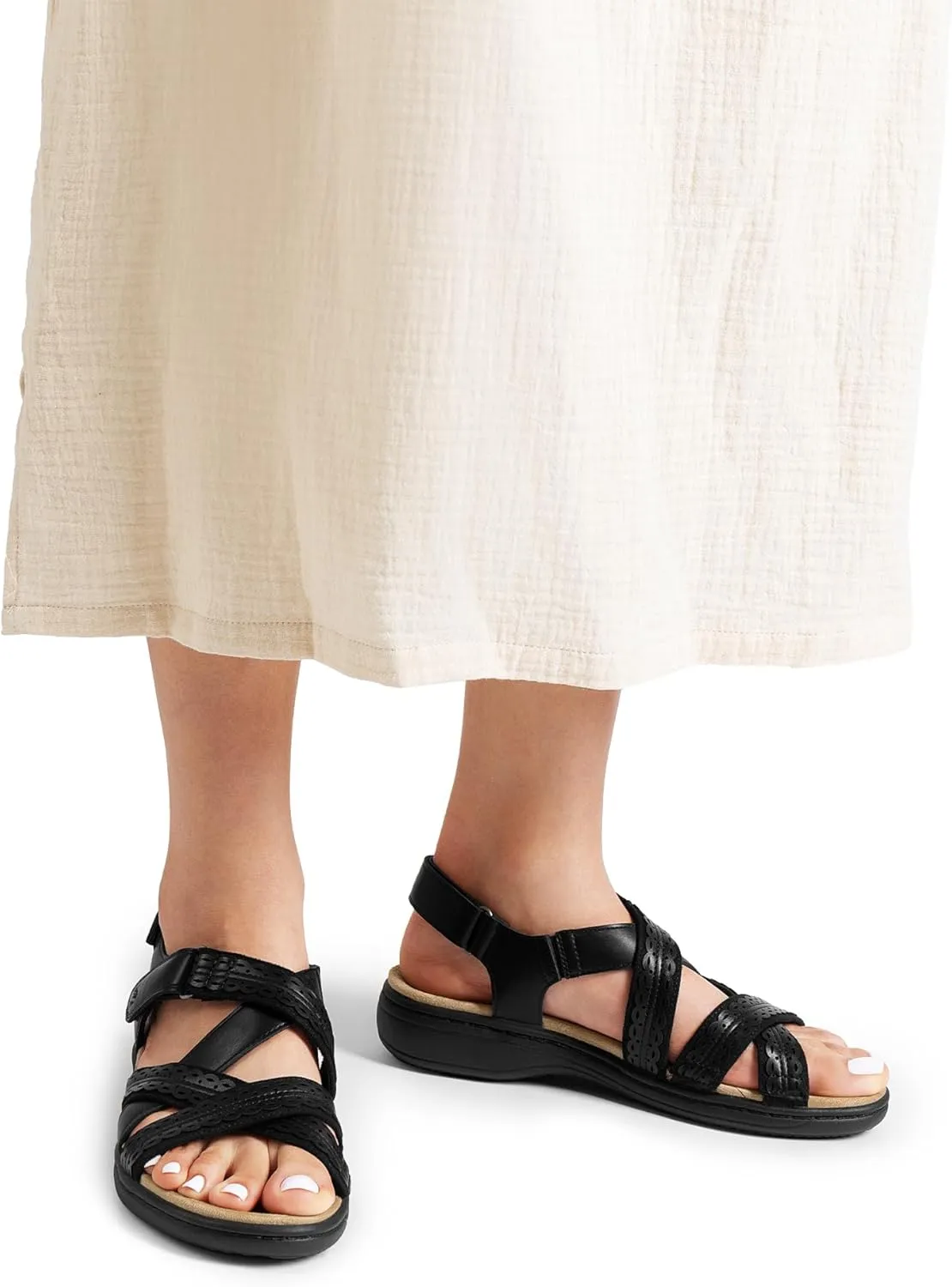 DREAM PAIRS Women's Arch Support Sandals Comfortable Open Toe Dress Flats Walking Sandals for Summer