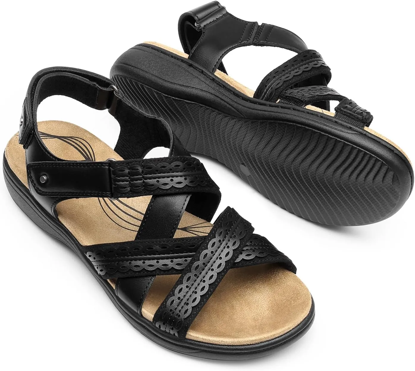 DREAM PAIRS Women's Arch Support Sandals Comfortable Open Toe Dress Flats Walking Sandals for Summer