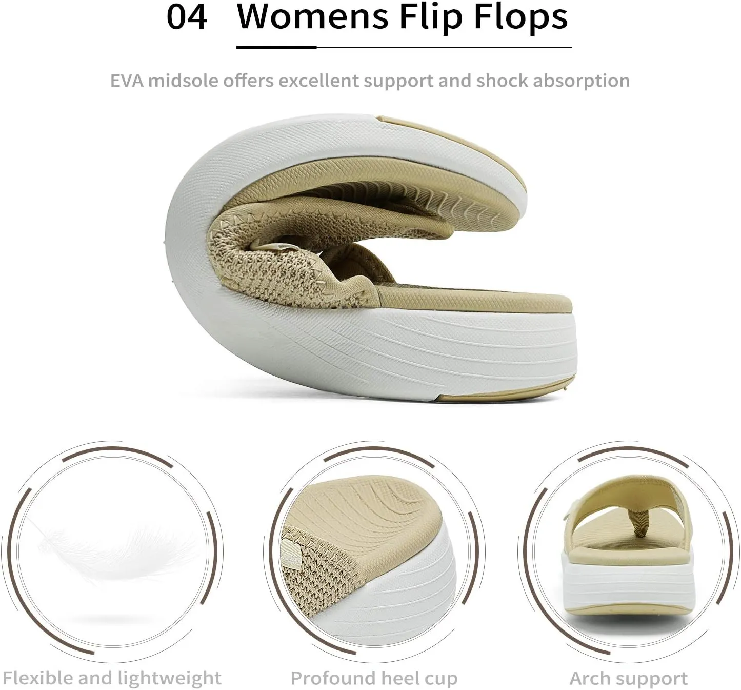 DREAM PAIRS Women's Arch Support Soft Cushion Flip Flops Thong Sandals