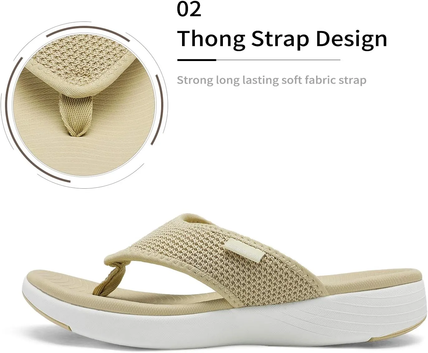 DREAM PAIRS Women's Arch Support Soft Cushion Flip Flops Thong Sandals