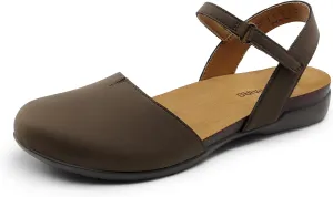 DREAM PAIRS Women's Closed Toe Sandals Arch Support Comfort Cork Footbed Flat Sandals Summer Shoes