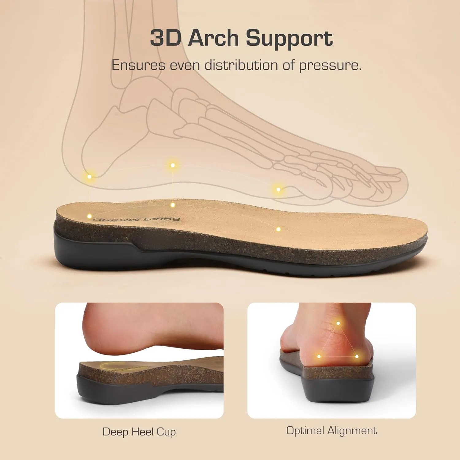 DREAM PAIRS Women's Closed Toe Sandals Arch Support Comfort Cork Footbed Flat Sandals Summer Shoes