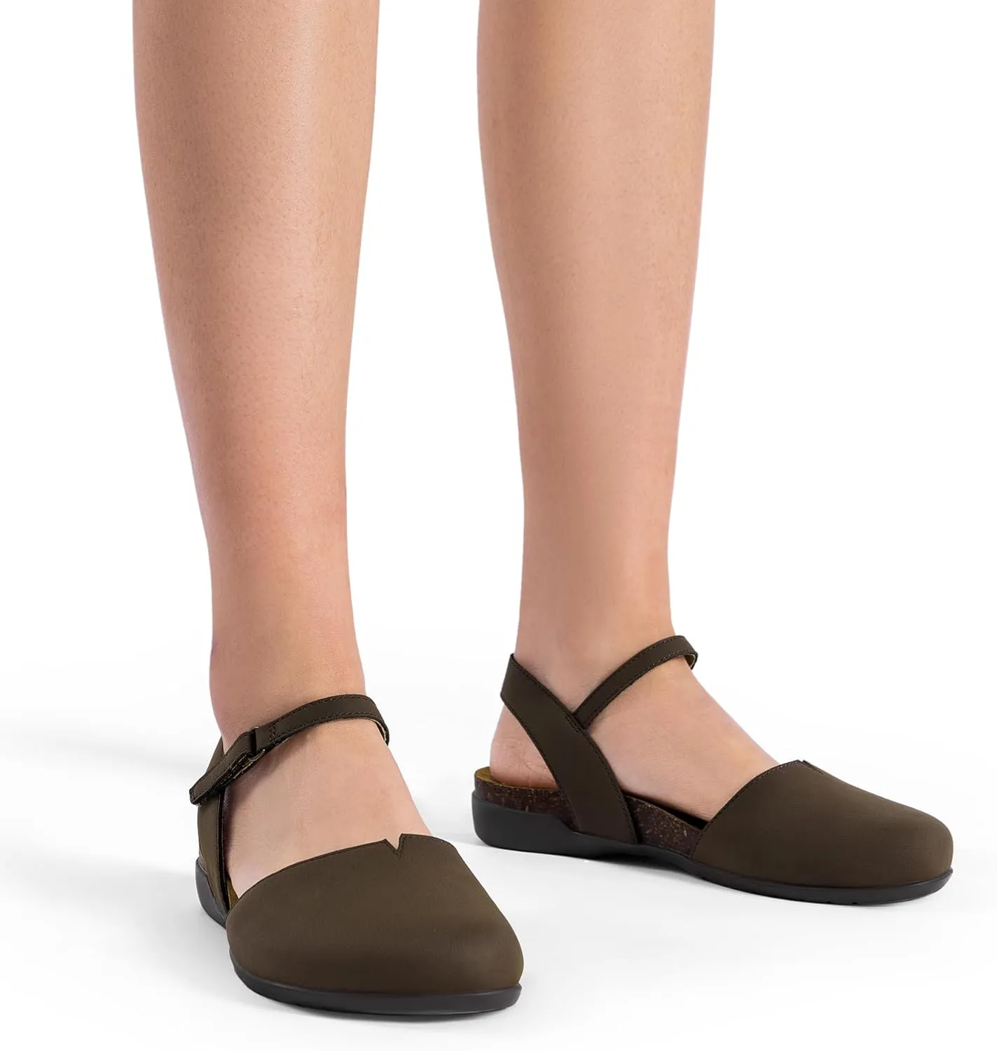 DREAM PAIRS Women's Closed Toe Sandals Arch Support Comfort Cork Footbed Flat Sandals Summer Shoes