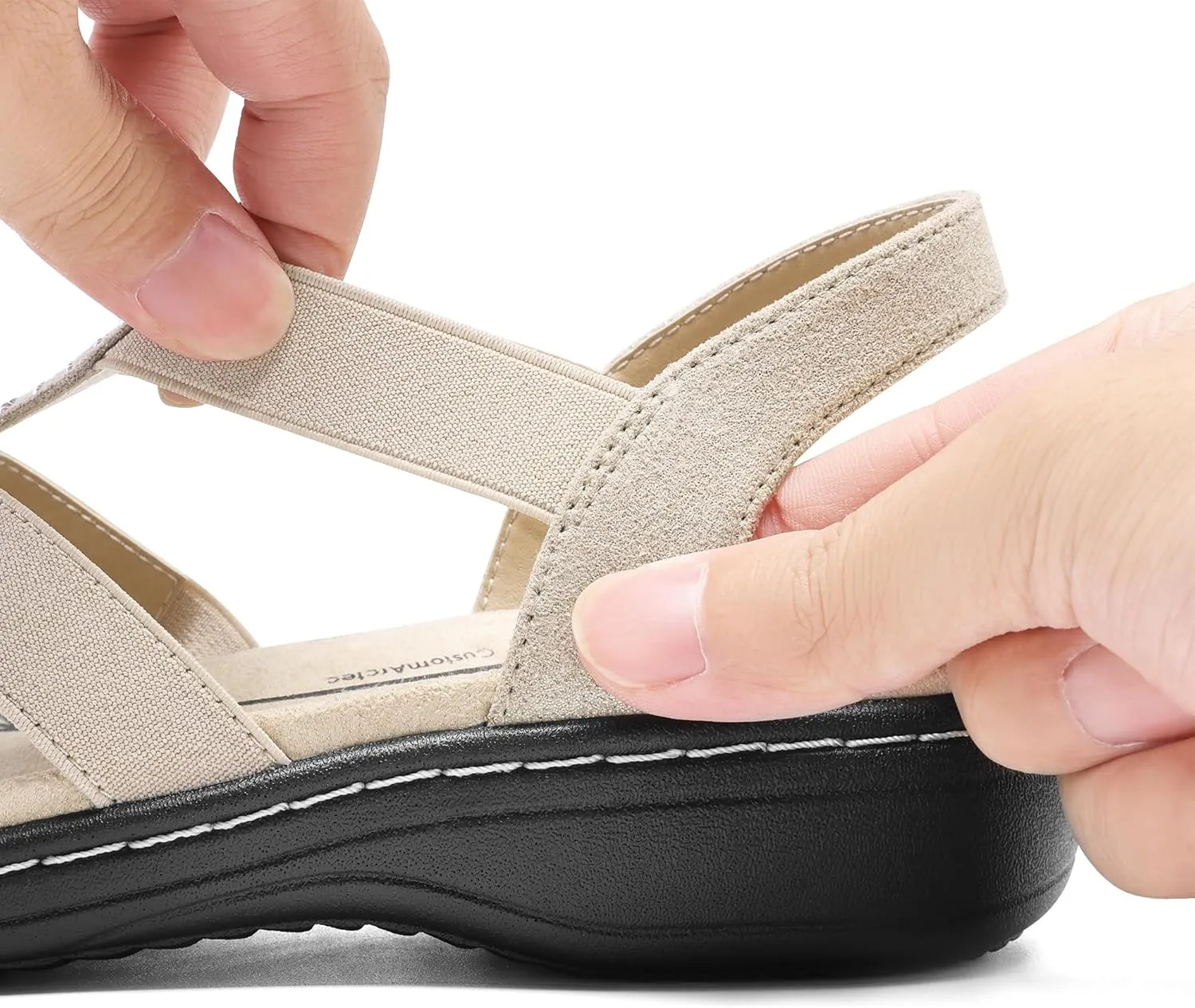 DREAM PAIRS Women's Comfortable Arch Support Dressy Flat Sandals Elastic Open Toe Walking Shoes for Summer