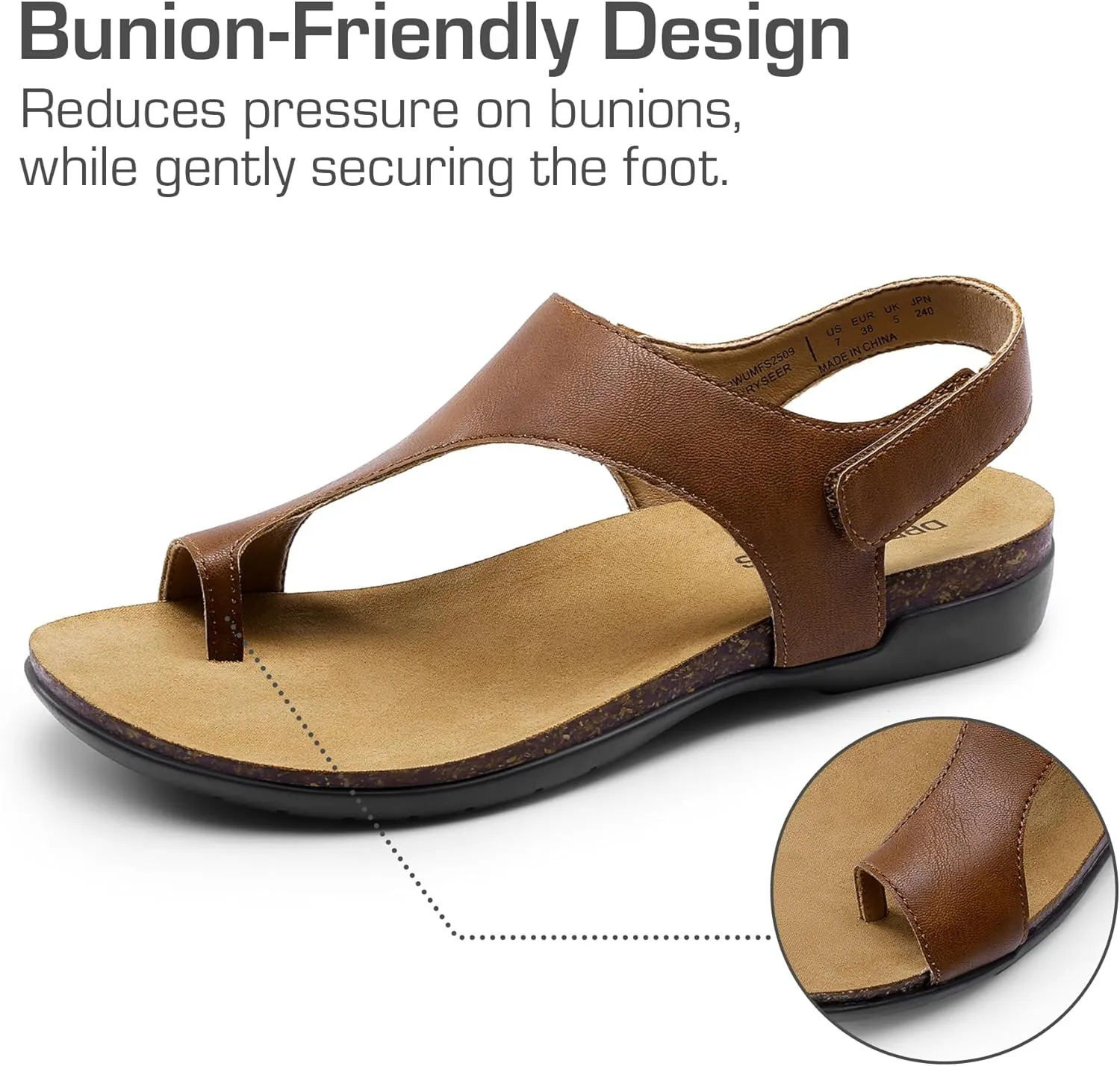 DREAM PAIRS Women's Comfortable Cork Footbed Arch Support Sandals Casual to Dressy Thong Walking Flat Sandals for Summer