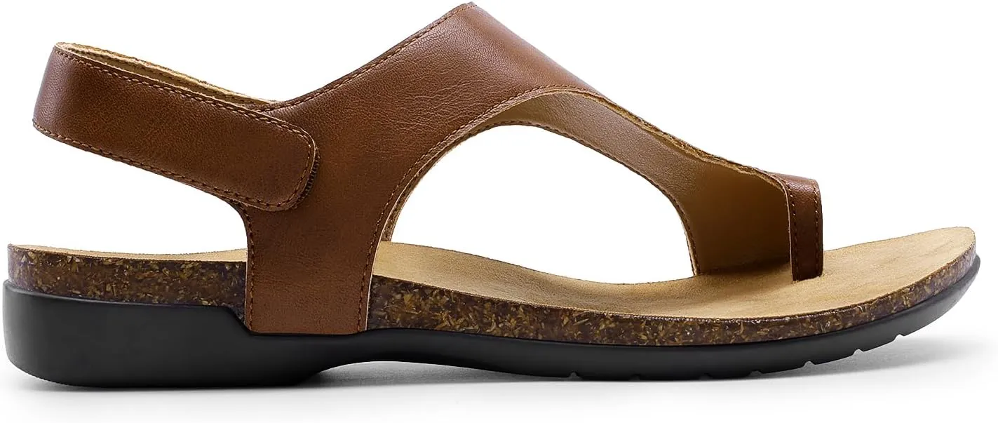 DREAM PAIRS Women's Comfortable Cork Footbed Arch Support Sandals Casual to Dressy Thong Walking Flat Sandals for Summer