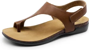 DREAM PAIRS Women's Comfortable Cork Footbed Arch Support Sandals Casual to Dressy Thong Walking Flat Sandals for Summer