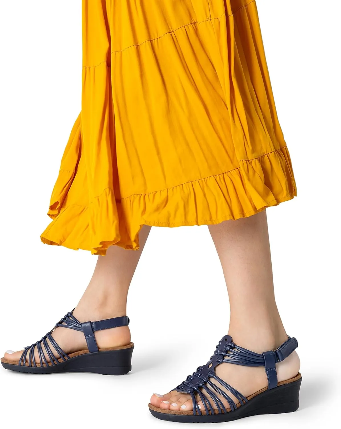 DREAM PAIRS Women's Comfortable Strappy Low Heel Open Toe Slip-On Wedge Sandals Arch Support for Summer Dressy Shoes