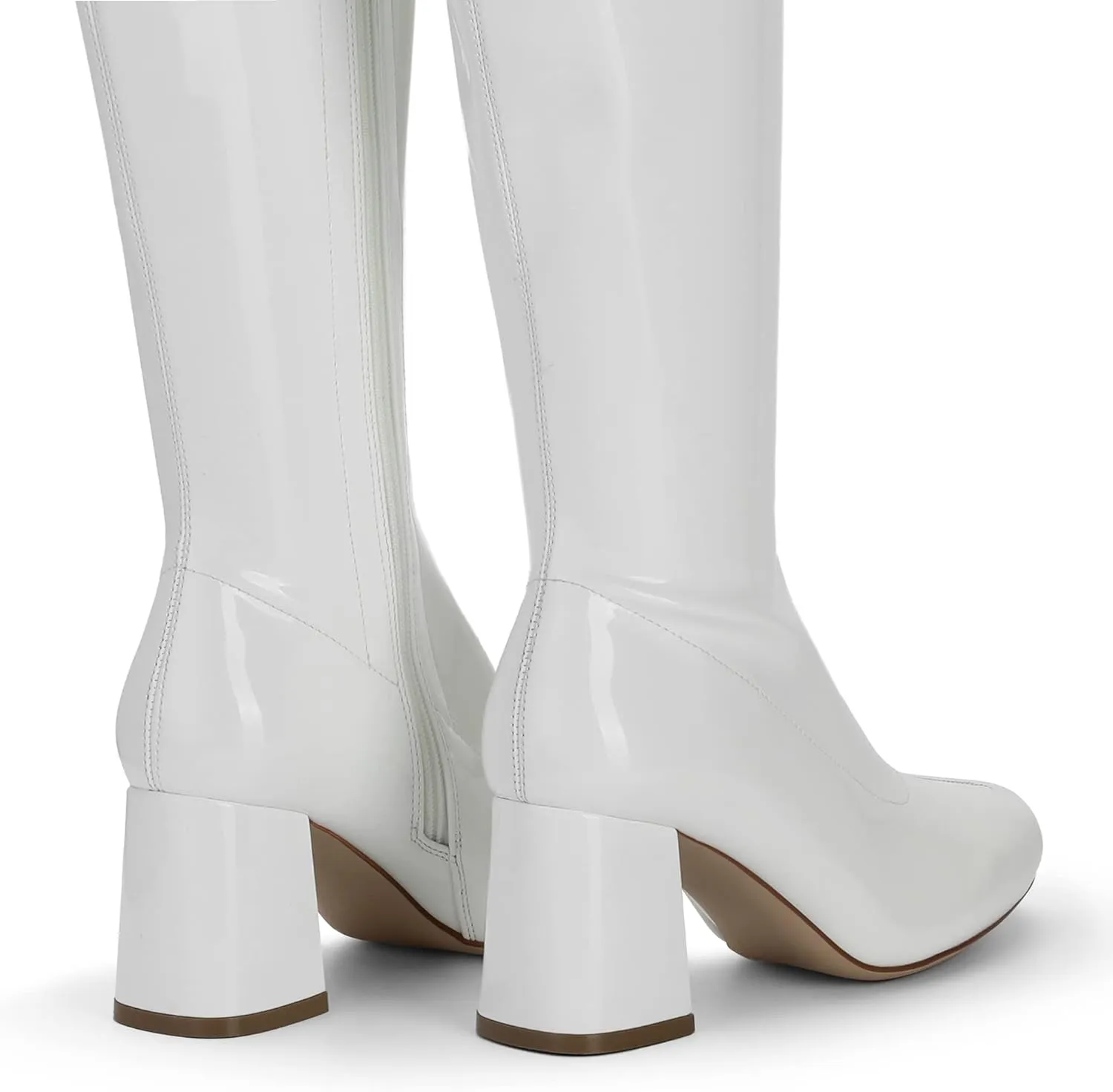 DREAM PAIRS Women's Gogo Boots, Square Toe Chunky Knee High Boots For Women
