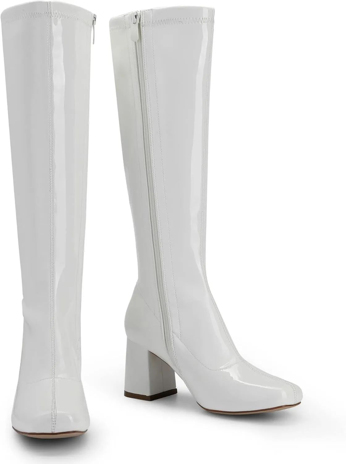 DREAM PAIRS Women's Gogo Boots, Square Toe Chunky Knee High Boots For Women
