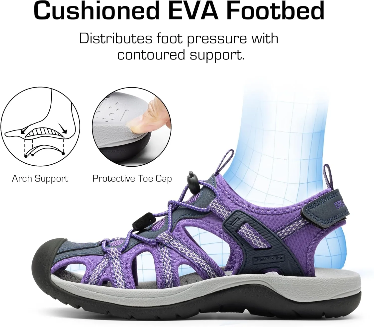 DREAM PAIRS Women's Hiking Sandals Adventurous Summer Sports Shoes Outdoor