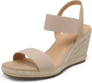 DREAM PAIRS Womens Open Toe Espadrilles Dressy Platform Sandals Slip on Elastic Ankle Strap Wedges Sandals