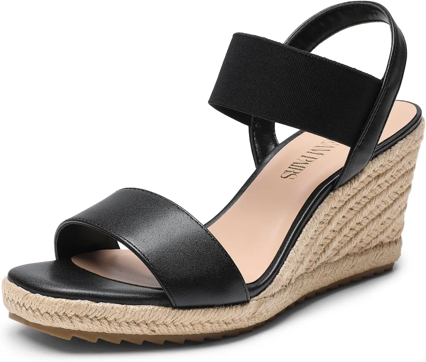 DREAM PAIRS Womens Open Toe Espadrilles Dressy Platform Sandals Slip on Elastic Ankle Strap Wedges Sandals