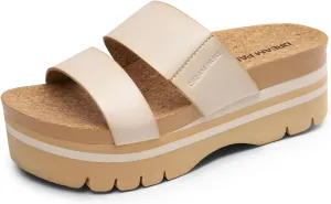DREAM PAIRS Women's Platform Slides Sandals Comfortable Arch Support Footbed Two Strap Slip-on Fashion Beach Wedge Sandals