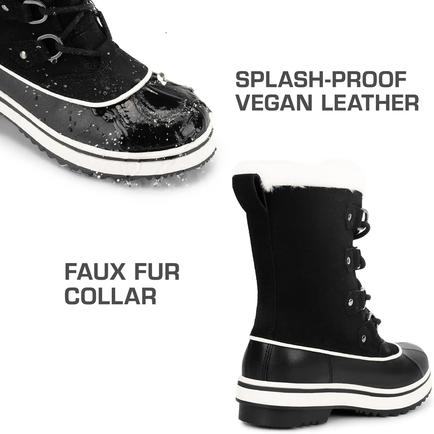 DREAM PAIRS Women's Snow Winter Boots Mid Calf Waterproof Warm Faux Fur Lined Lace Up Anti-slip Outdoor Duck Boots
