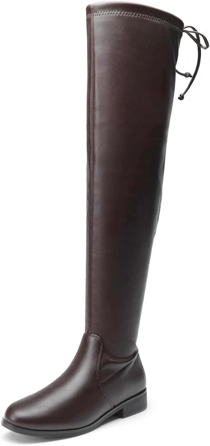 DREAM PAIRS Women's Thigh High Boots Low Block Heel Casual Fashion Over the Knee Boots
