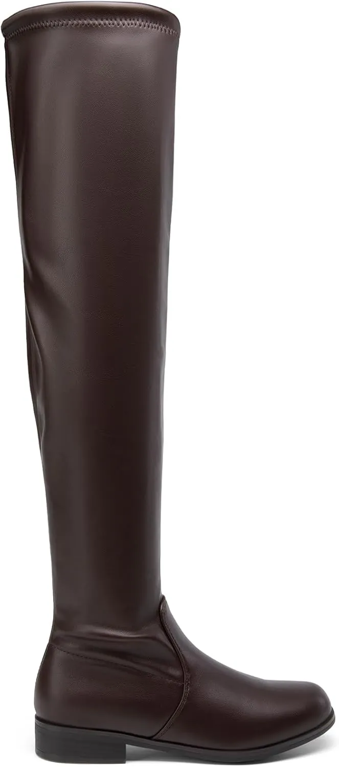 DREAM PAIRS Women's Thigh High Boots Low Block Heel Casual Fashion Over the Knee Boots