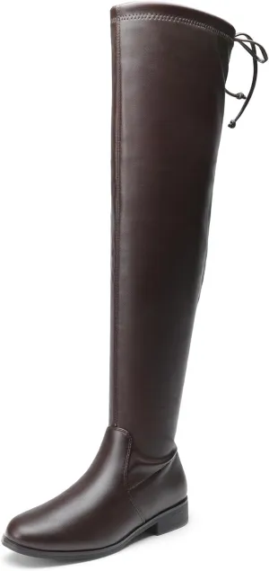 DREAM PAIRS Women's Thigh High Boots Low Block Heel Casual Fashion Over the Knee Boots