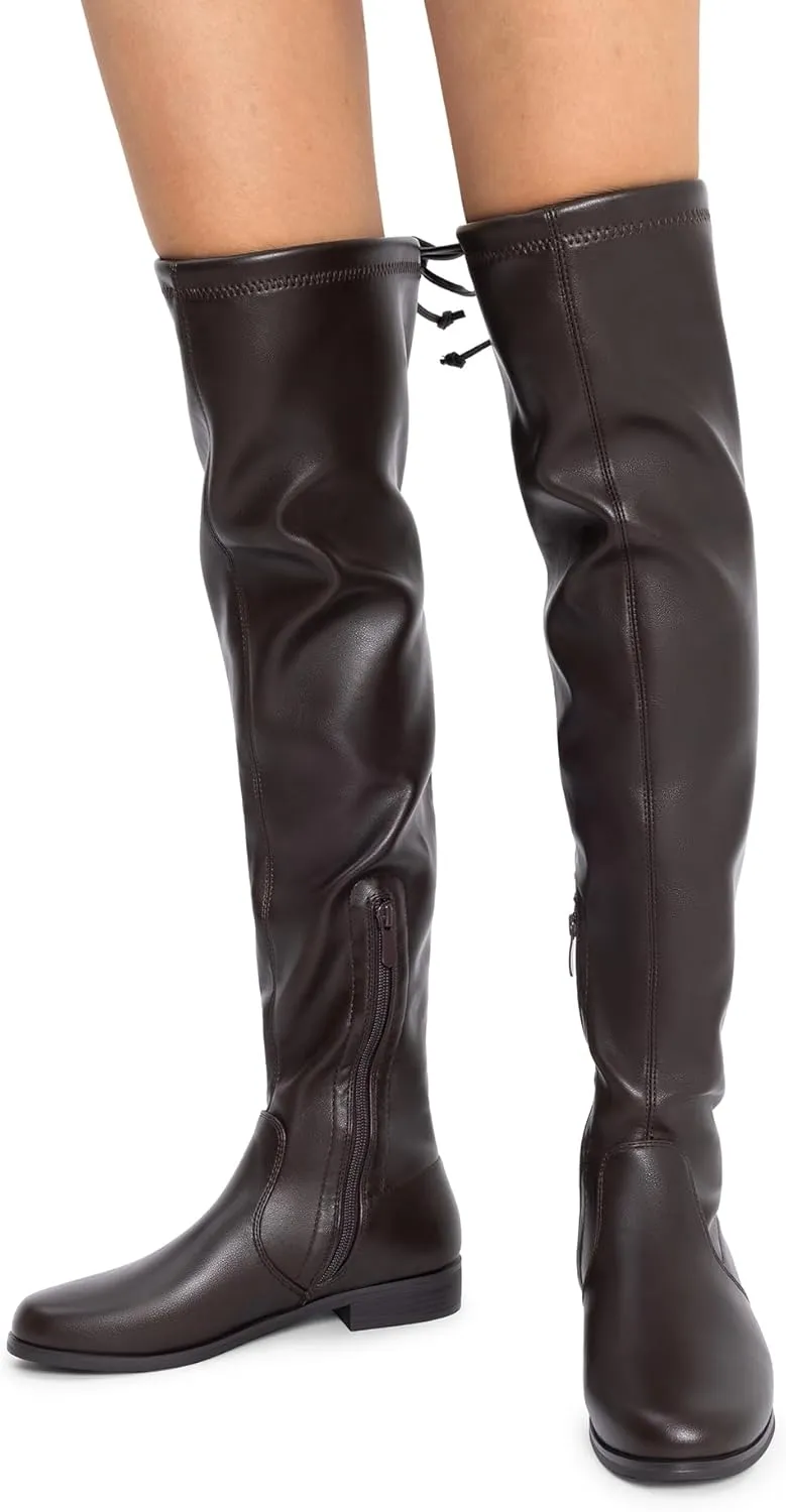 DREAM PAIRS Women's Thigh High Boots Low Block Heel Casual Fashion Over the Knee Boots