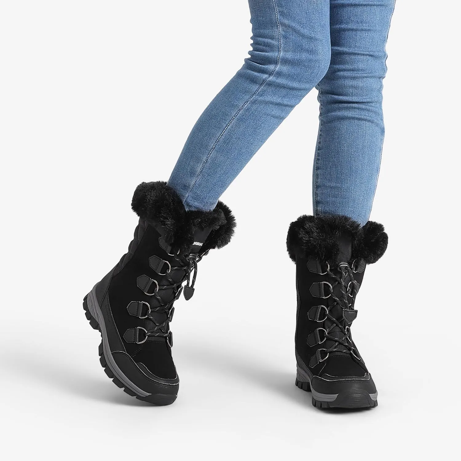 DREAM PAIRS Women's Waterproof Winter Snow Boots, Warm Comfortable Faux Fur Insulated Non-Slip Outdoor Lace-Up Florin Mid Calf Booties