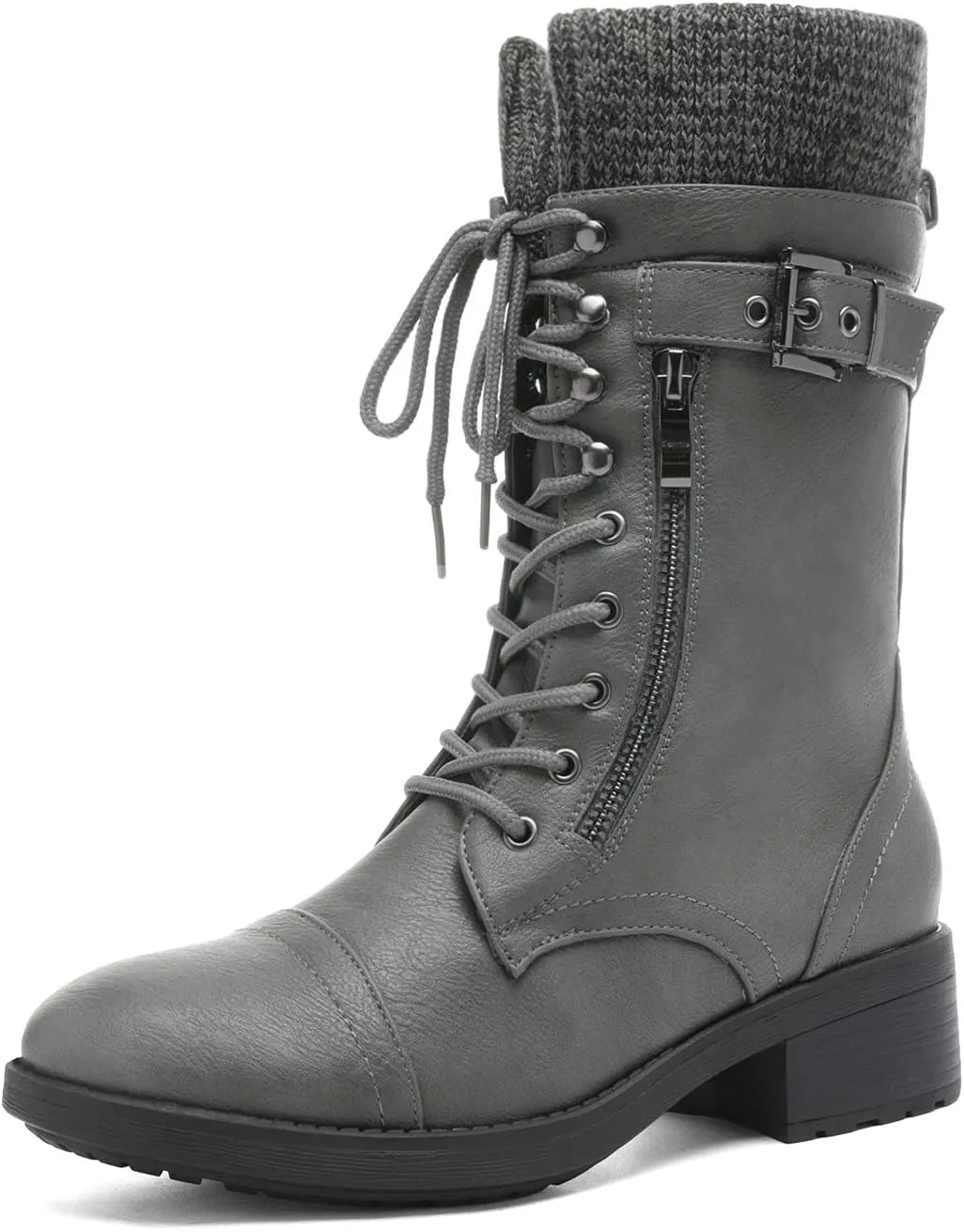 DREAM PAIRS Women's Winter Lace up Mid Calf Combat Riding Military Boots