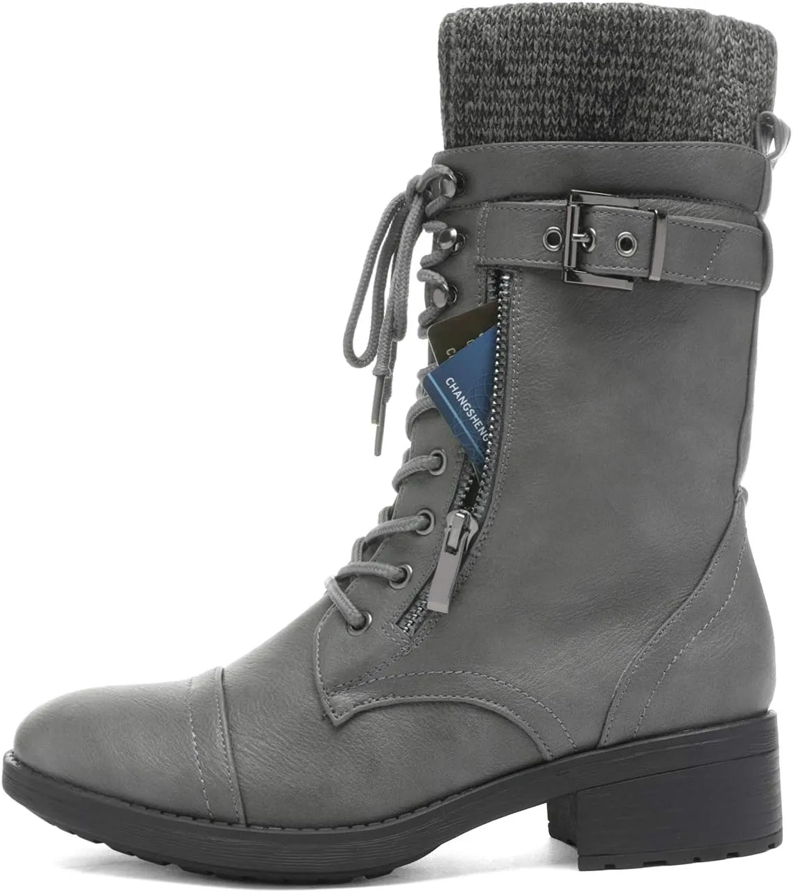 DREAM PAIRS Women's Winter Lace up Mid Calf Combat Riding Military Boots