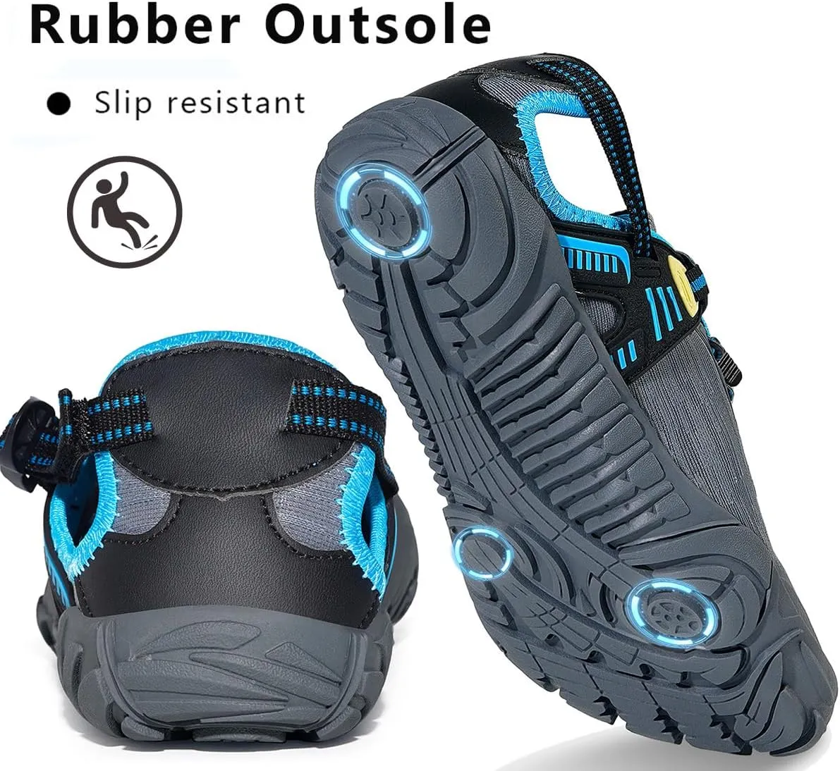 Eagsouni Womens Mens Water Shoes Quick Dry Sport Aqua Shoes Barefoot Non-Slip Outdoor Hiking Sandals with Wide Toe Box & Arch Support
